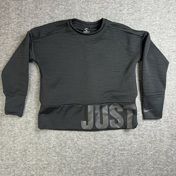 Nike Dri-Fit "Just Do It" Black Ribbed Sweatshirt XS‎ - Picture 1 of 7